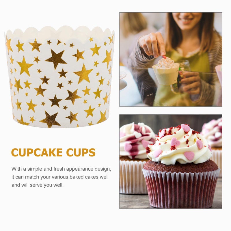 Bronzing Star Paper Baking Cups 50 Pcs Medium Muffin Cups Heat Resistant Cupcake Holders For Home Baking And Party Decoration - Image 4