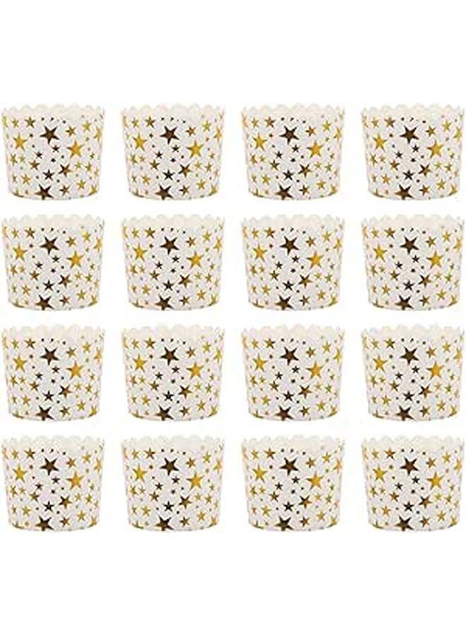 Bronzing Star Paper Baking Cups 50 Pcs Medium Muffin Cups Heat Resistant Cupcake Holders For Home Baking And Party Decoration - Image 1