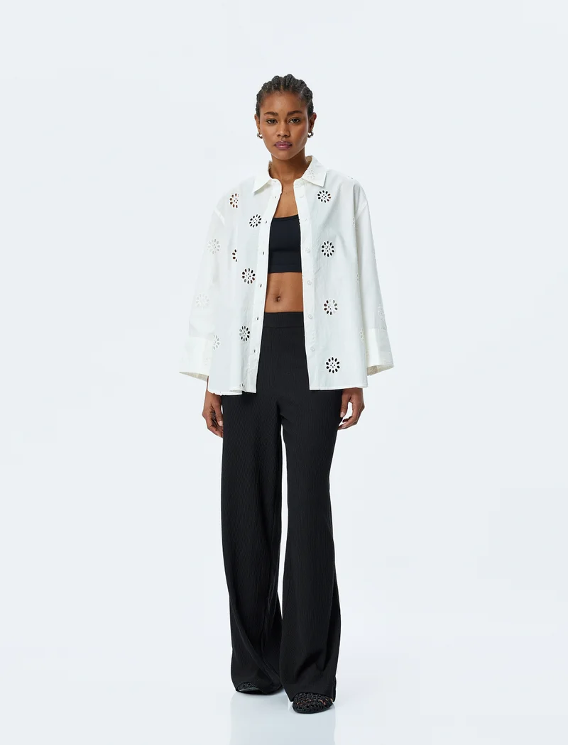 كوتون Broderie Shirt Collar Tunic