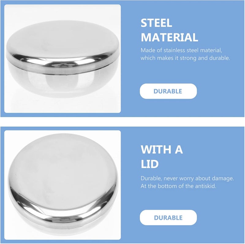 Yardwe طقم وعاء خلط من الفولاذ المقاوم للصدأ YARDWE 2 طقم من وعاء الأرز الفولاذي الكوري مع غطاء دائري تقليدي غير قابل للكسر للحفاظ على الأرز أو الحساء دافئ وعاء معدني صغير من الفولاذ المقاوم للصدأ - Image 5