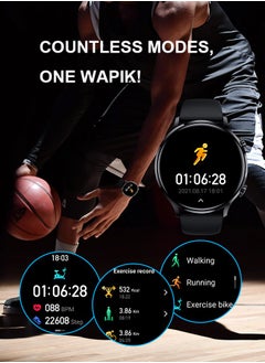 WAPIK Korean Brand Smart Watch Y5，Business Smartwatch, Waterproof Fitness Watch, Bluetooth Calling, Compatible with Android and iOS,Smartwatch For Men, Zinc Alloy Vacuum Plating, Heart Rate Monitoring，Black  - Image 4