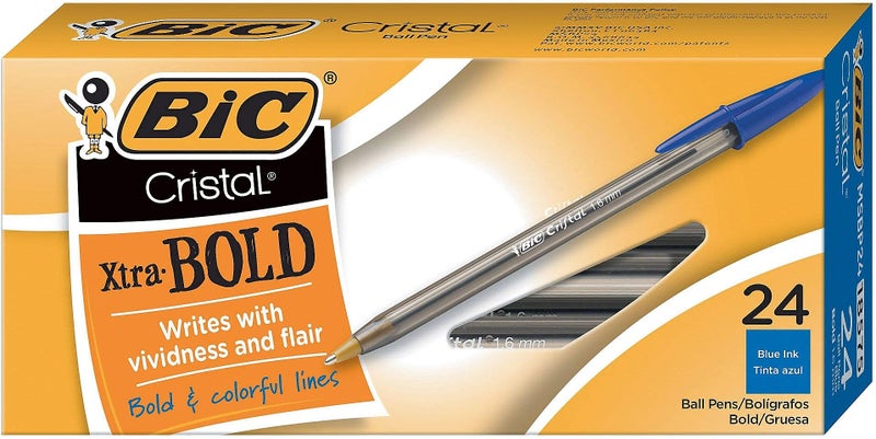 BIC Cristal Xtra Bold Ballpoint Pen, Bold Point (1.6mm) For Vivid And Dramatic Lines, Blue, 24-Count - Image 1