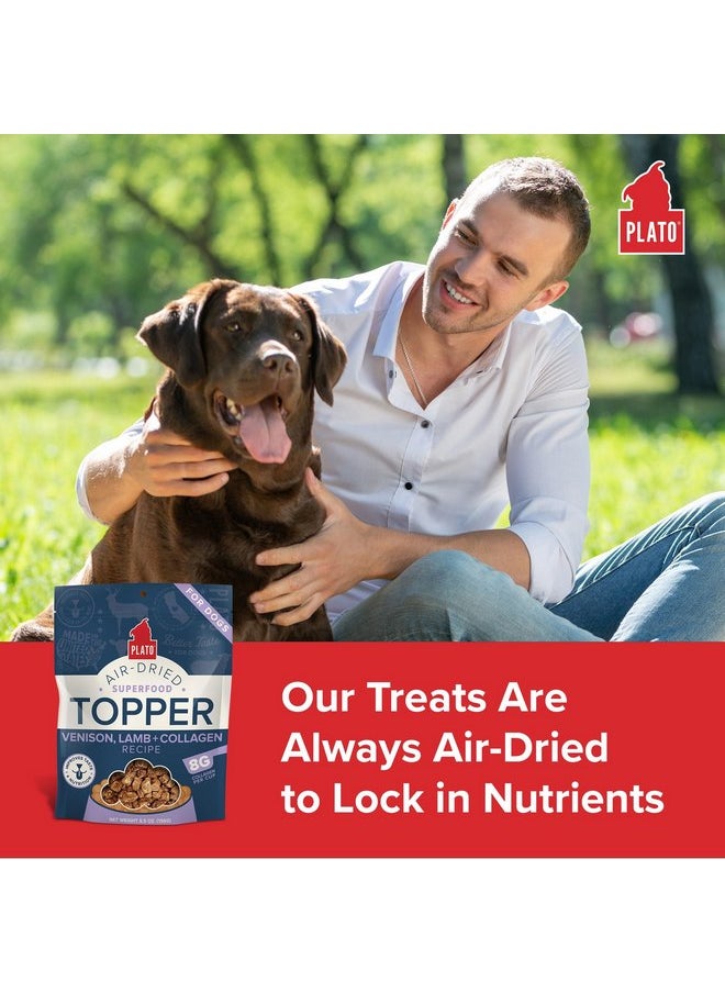 بلاتو طعام الكلاب المجفف بالهواء من PLATO Pet Treats، وصفة لحم الغزال ولحم الضأن والكولاجين، 12 أونصة، طعام فائق، خالٍ من الحبوب، صنع في الولايات المتحدة الأمريكية  - Image 3