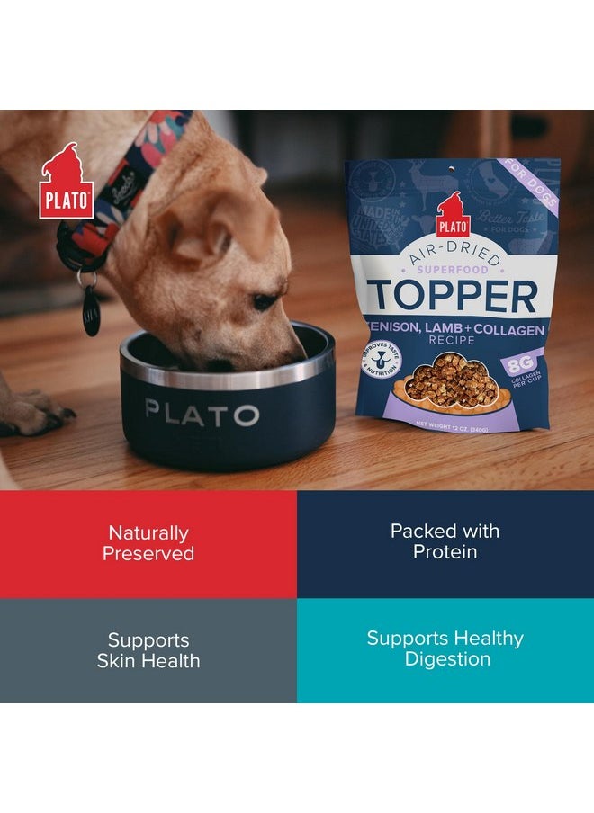 بلاتو طعام الكلاب المجفف بالهواء من PLATO Pet Treats، وصفة لحم الغزال ولحم الضأن والكولاجين، 12 أونصة، طعام فائق، خالٍ من الحبوب، صنع في الولايات المتحدة الأمريكية  - Image 4