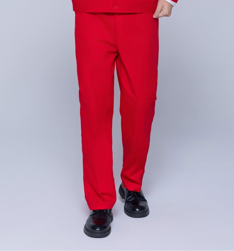 Summer Thin Cotton Long-sleeved suit Moisture Absorption and Sweat-wicking Comfortable Wear-resistant Labor Protection Tooling for Construction Site Electrician Welding Workshop Red pants 