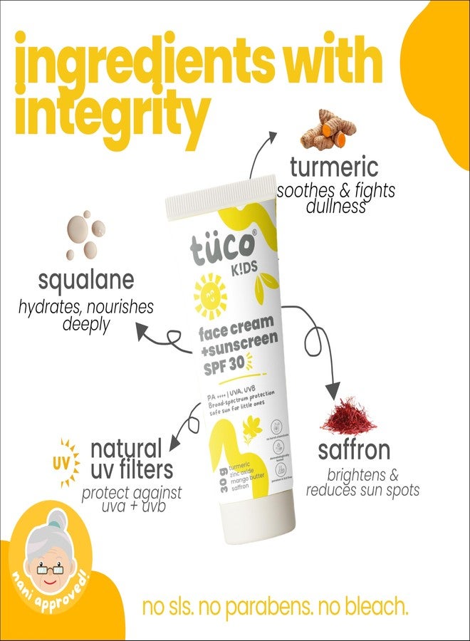 Tuco® Kids 2 in 1 Face Cream + Sunscreen SPF 30 with Saffron oil for Kids | Ages 2-5, 5-10, 10-15 | UVA/UVB PA++++ | Broad Spectrum | Benzophenone- 3, Avobenzone Free | 30gm | - Image 4