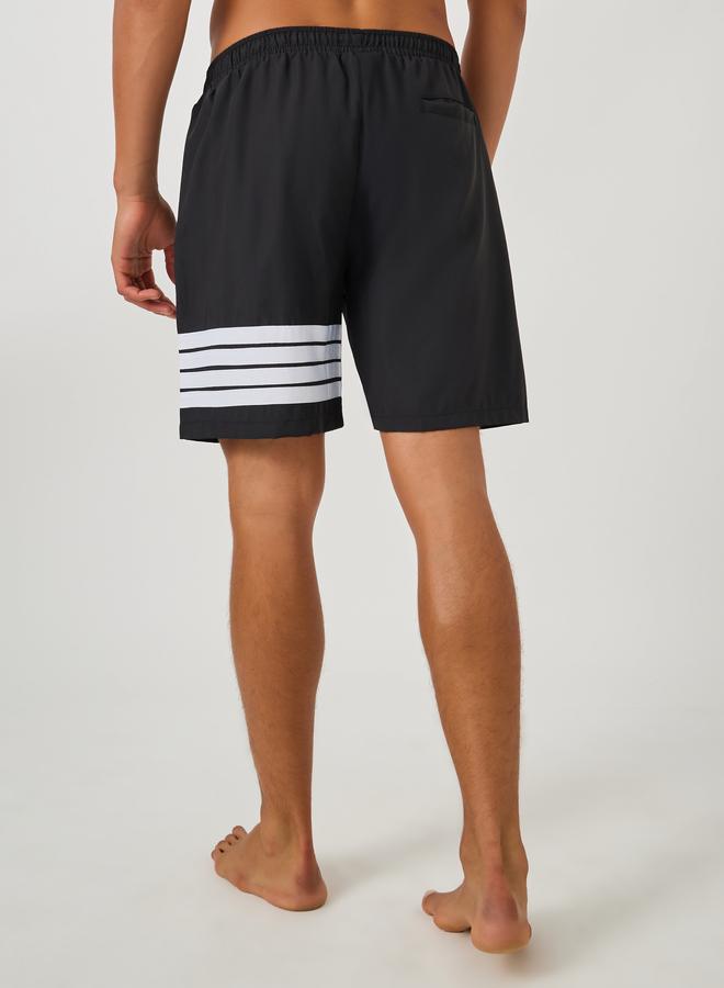 Styli Striped Regular Fit Swim Shorts with Badge Detail - Image 4