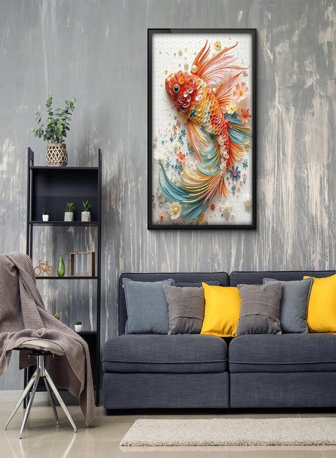 PPuzzling Colorful Fish Puzzles for Adults 1000 Pieces, Impossible Flower Fish Jigsaw Puzzles, Jewels Floral Animal Puzzle as Wall Decor - Image 5