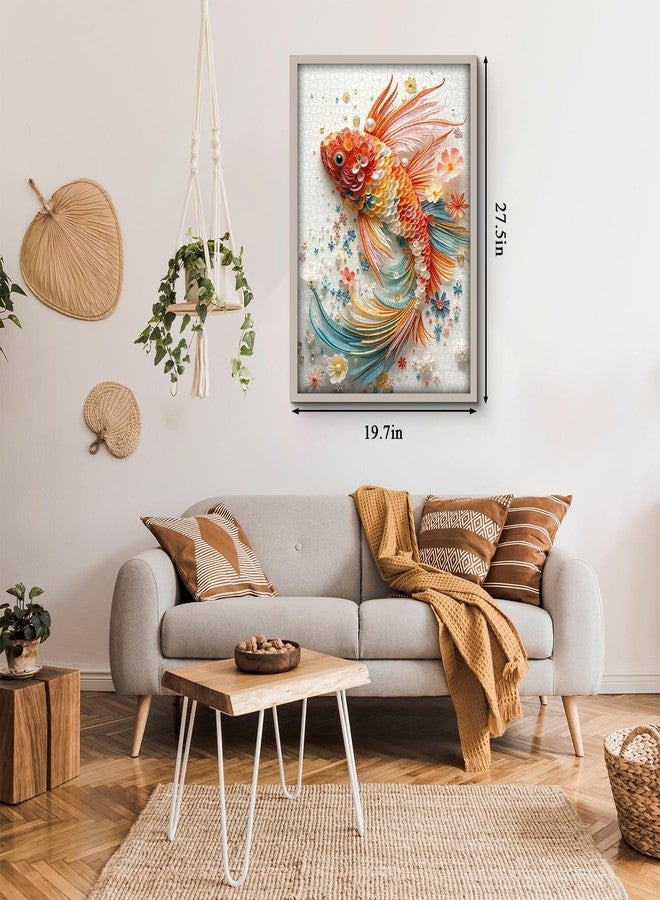 PPuzzling Colorful Fish Puzzles for Adults 1000 Pieces, Impossible Flower Fish Jigsaw Puzzles, Jewels Floral Animal Puzzle as Wall Decor - Image 3