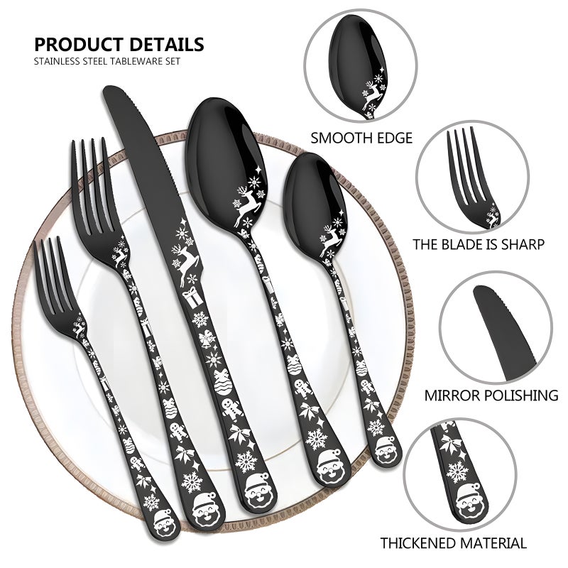 20-Piece Silverware Set Service for 5 Stainless Steel Flatware Cutlery Set with Round Edge Kitchen Utensil Set for Home and Restaurant Include Knife Spoon Set Dishwasher Safe - Image 3