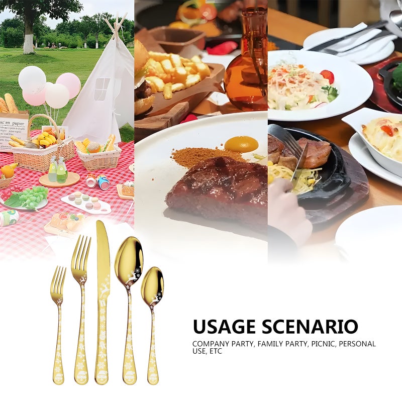 20-Piece Silverware Set Service for 5 Stainless Steel Flatware Cutlery Set with Round Edge Kitchen Utensil Set for Home and Restaurant Include Knife Spoon Set Dishwasher Safe - Image 4