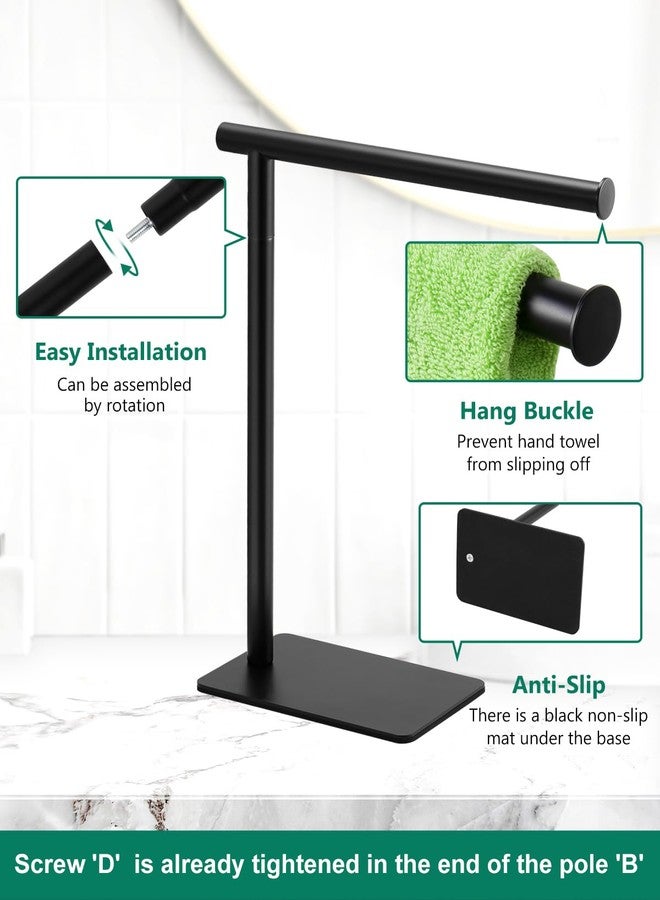 DECLUTTR Hand Towel Holder Stand, DECLUTTR Stainless Steel Towel Rack for Bathroom Countertop, Black Free Standing Hand Towel Rack - Image 4
