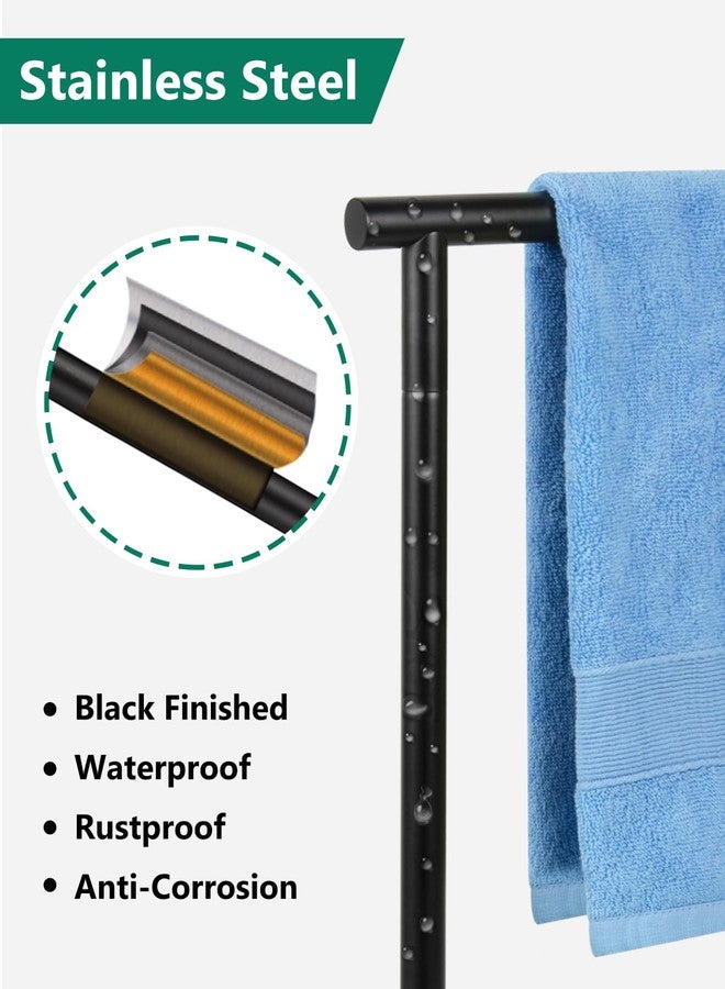 DECLUTTR Hand Towel Holder Stand, DECLUTTR Stainless Steel Towel Rack for Bathroom Countertop, Black Free Standing Hand Towel Rack - Image 2