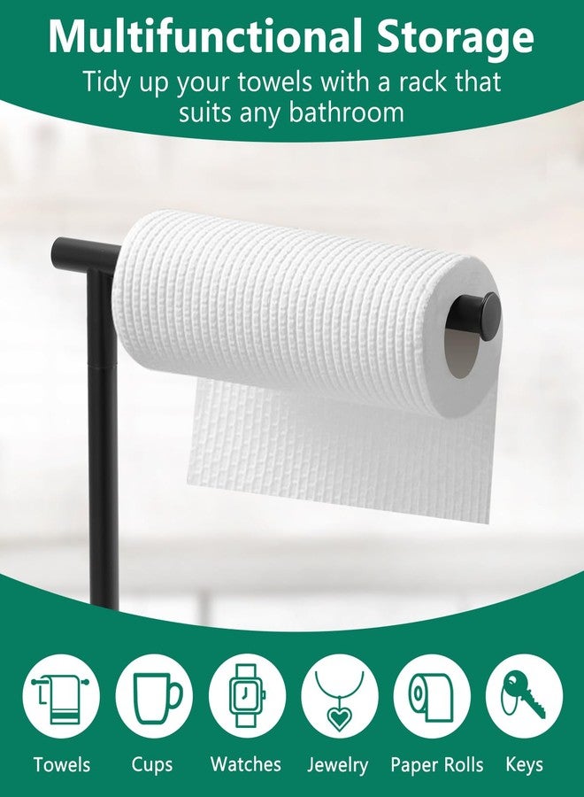 DECLUTTR Hand Towel Holder Stand, DECLUTTR Stainless Steel Towel Rack for Bathroom Countertop, Black Free Standing Hand Towel Rack - Image 5