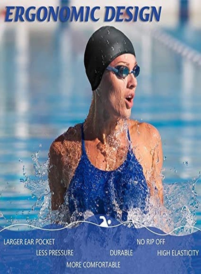 SHIFTER Swimming Cap Latest Designed Long Hair Swim Cap, Waterproof Silicone Swimming Cap for Adult Woman and Men, Keeps Hair Clean with Ear Protector (Blue) - Image 5
