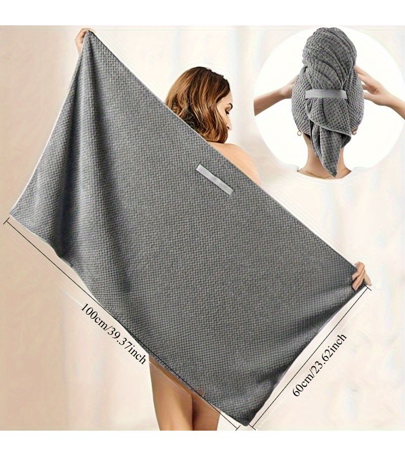 Grey Quick Dry Microfiber Hair Towel Super Absorbent Hair Wrap Turban High Absorption Care Cap - Image 4