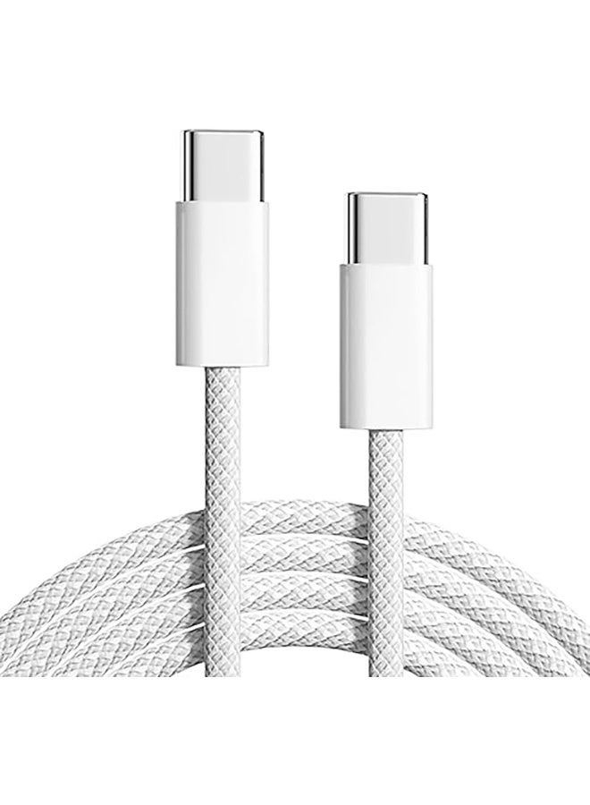 1M متفرج USB نوع-C إلى نوع-C كابل، 60W PD الشحن السريع، 480Mbps نقل البيانات، نايلون معزز، kompatanble مع آيفون وسامسونج - Image 1