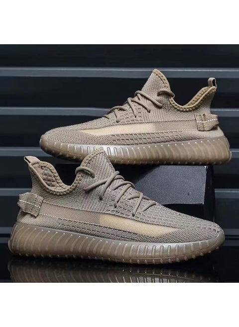2024 New Summer Knitted Mesh Shoes Casual Sporty Versatile Trendy Adult EVA Sole Rubber Lining Breathable Zapatillas De Mujer Earth brown