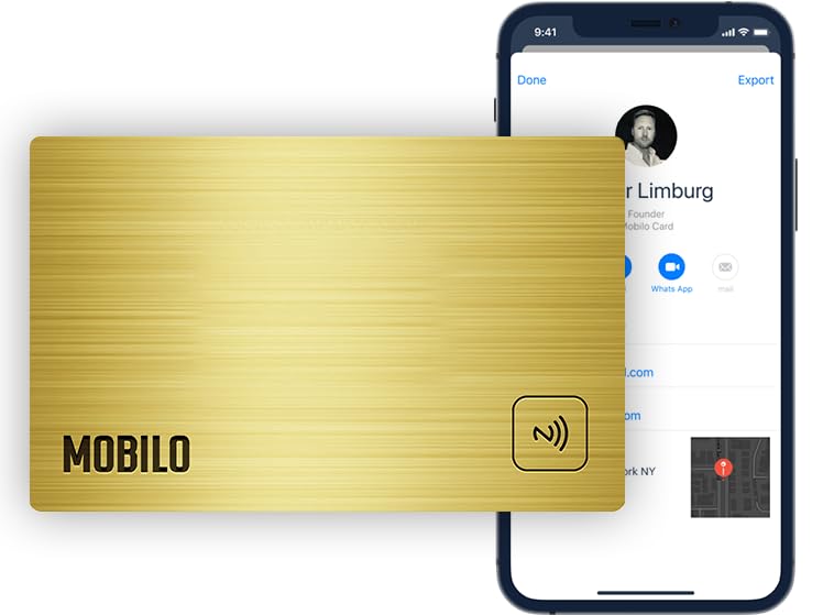 Mobilo Digital Business Card - Tap, Share, Connect - No App Required - Android & Smart Phone - Gold Metal Card - Image 1