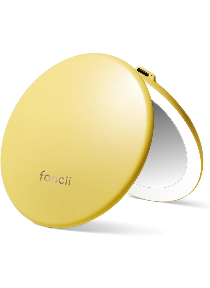 Fancii Fancii Taylor Travel Makeup Mirror with LED Light Rechargeable 10x 1x Magnifying TruGlow Lighting System XL Large 5 Wide  Compact Mirror for Purses Marigold  - Image 1