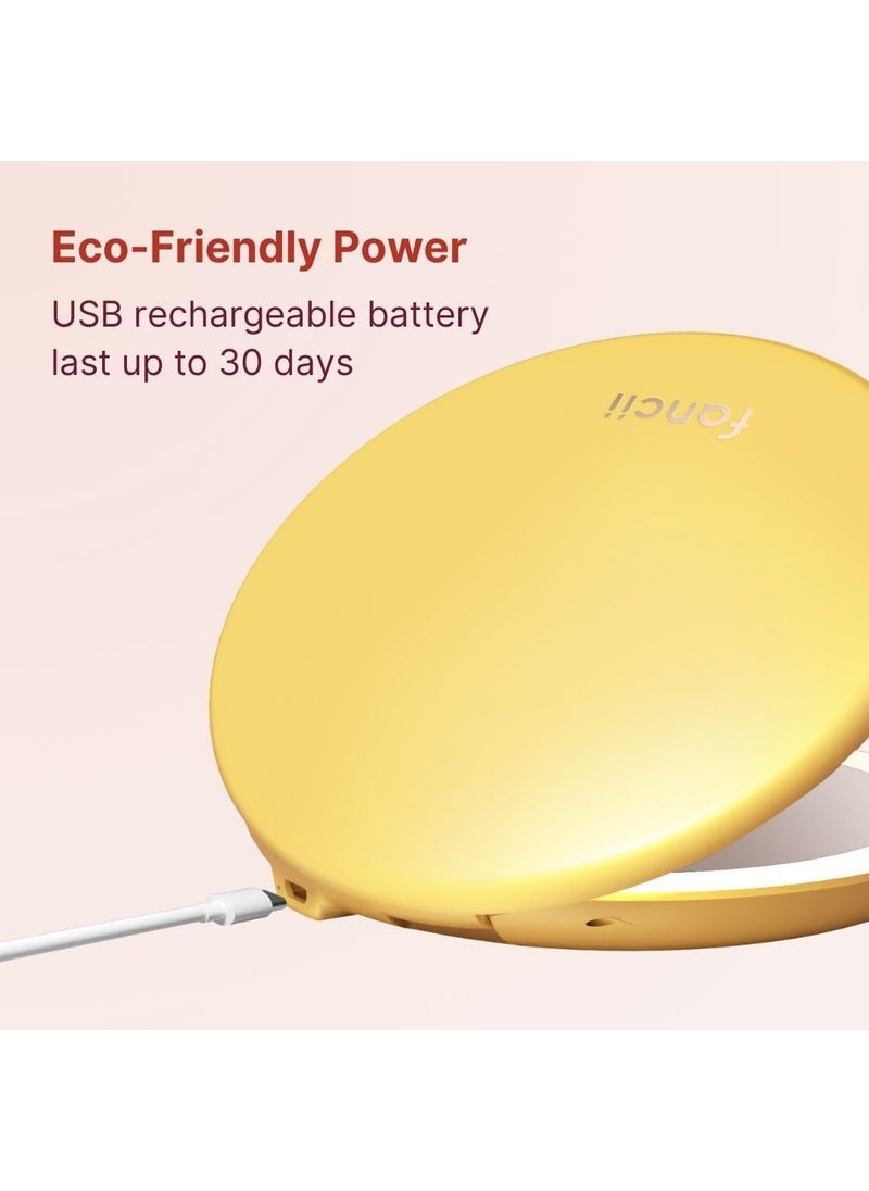 Fancii Fancii Taylor Travel Makeup Mirror with LED Light Rechargeable 10x 1x Magnifying TruGlow Lighting System XL Large 5 Wide  Compact Mirror for Purses Marigold  - Image 3