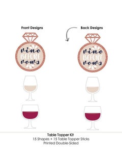 Big Dot of Happiness Vino Before Vows Winery Bridal Shower Or Bachelorette Party Centerpiece Sticks Table Toppers Set Of 15  - Image 5