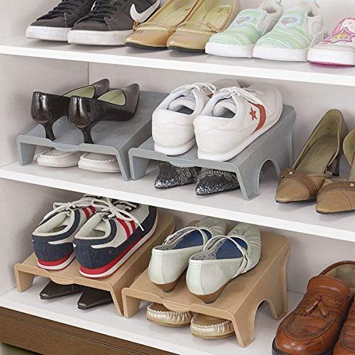 UNIQUE CART Shoe Organizer for Closet Adjustable Double Deck Plastic Shoe Rack for Space Saver | Shoe Holder Stand for Wardrobe Storage Shoe Slots Organizer for Men & Women- Pack of 4 - Image 2