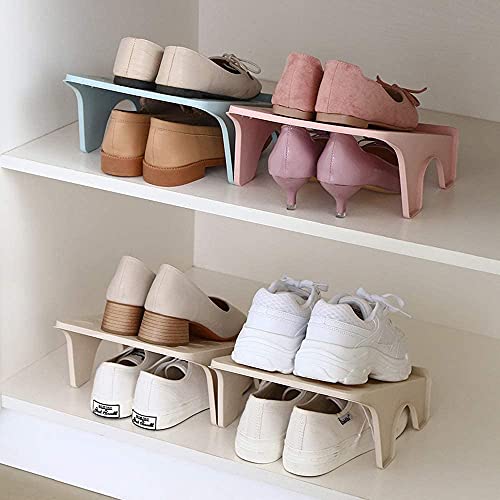 UNIQUE CART Shoe Organizer for Closet Adjustable Double Deck Plastic Shoe Rack for Space Saver | Shoe Holder Stand for Wardrobe Storage Shoe Slots Organizer for Men & Women- Pack of 4 - Image 1