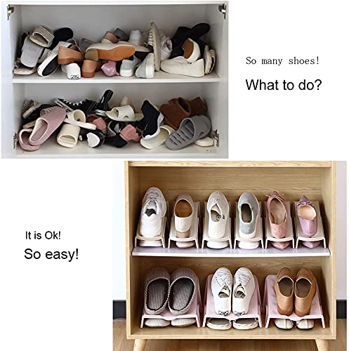 UNIQUE CART Shoe Organizer for Closet Adjustable Double Deck Plastic Shoe Rack for Space Saver | Shoe Holder Stand for Wardrobe Storage Shoe Slots Organizer for Men & Women- Pack of 4 - Image 5