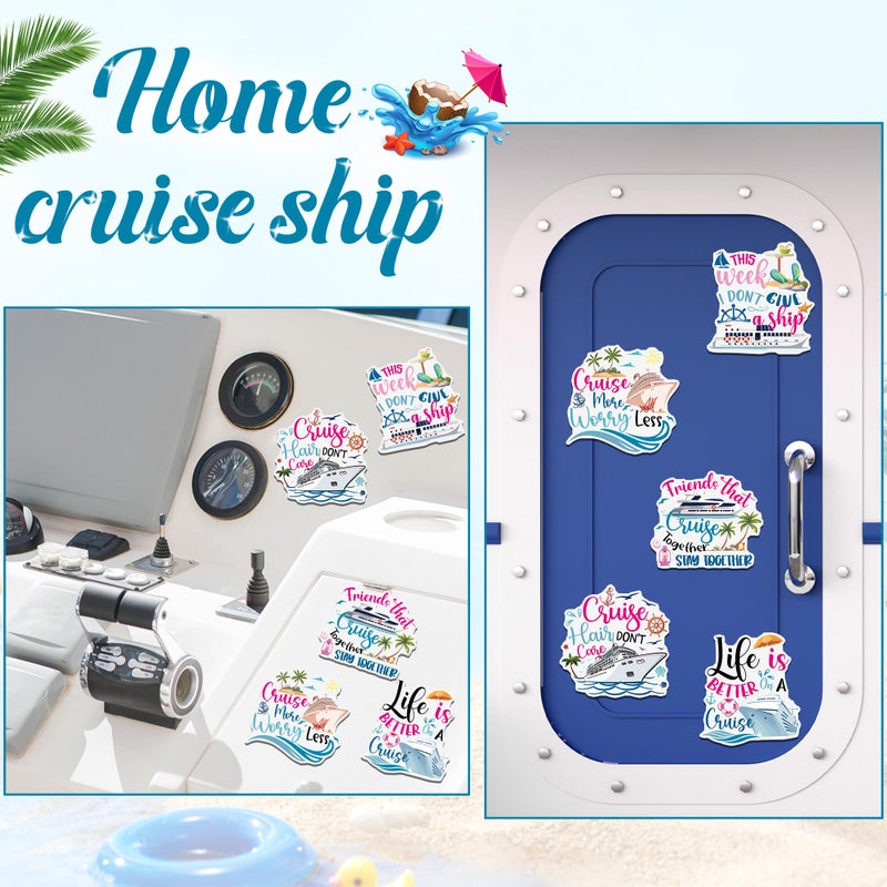 MENIFEND Cruise Door Decorations Magnetic, 5 Pcs Funny Cruise Magnets, Friends Theme Cabin Door Signs Fridge Magnets for Vacation Travel - Image 5