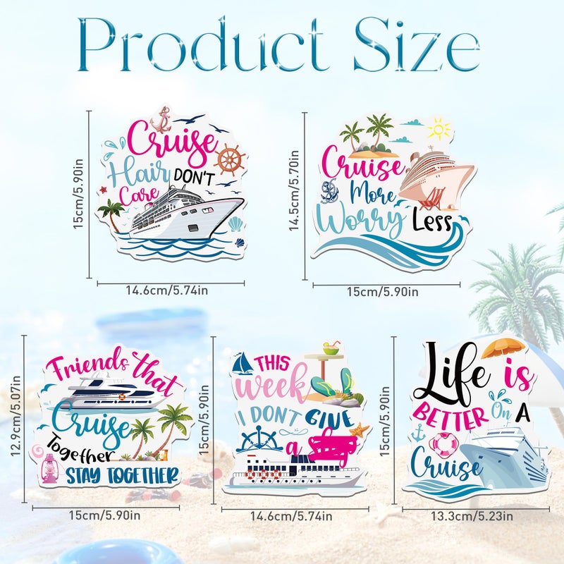 MENIFEND Cruise Door Decorations Magnetic, 5 Pcs Funny Cruise Magnets, Friends Theme Cabin Door Signs Fridge Magnets for Vacation Travel - Image 2