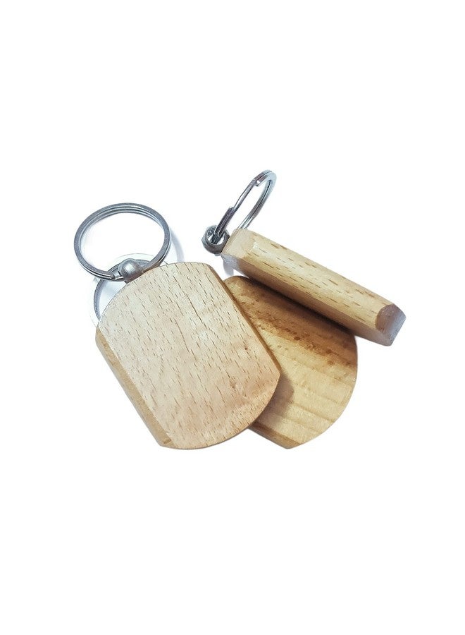 Kidultz Empty Wooden Keychain For Diy Projects - Laser Engravable, Printable & Writable Pack Of 10 Different Shapes (Regular Shapemulticolor) - Image 3