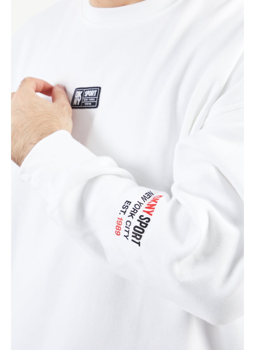DKNY Sport Men Sportswear Fit Long Sleeves Outdoor Sweatshirt, White  - Image 4
