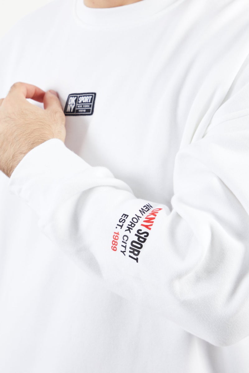 DKNY Sport Men Sportswear Fit Long Sleeves Outdoor Sweatshirt, White - Image 4