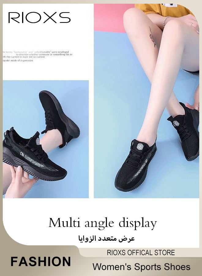 RIOXS Women's Athlesiure Trainers, Ladies Casual Sports Shoes, Breathable Platform Sneakers, Walking Shoes For Women, Anti-slip Soft Rubber Sole Trainers, Lightweight Tennis Shoes, Fashion Anti-slip Sneakers For Running Jogging Indoor Outdoor Activities  - Image 4