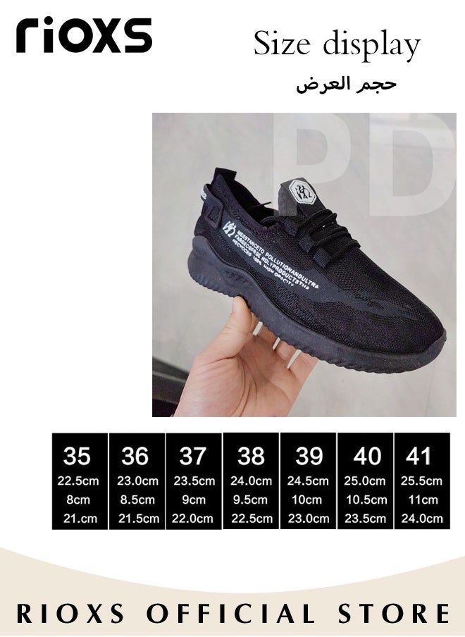 RIOXS Women's Athlesiure Trainers, Ladies Casual Sports Shoes, Breathable Platform Sneakers, Walking Shoes For Women, Anti-slip Soft Rubber Sole Trainers, Lightweight Tennis Shoes, Fashion Anti-slip Sneakers For Running Jogging Indoor Outdoor Activities  - Image 2