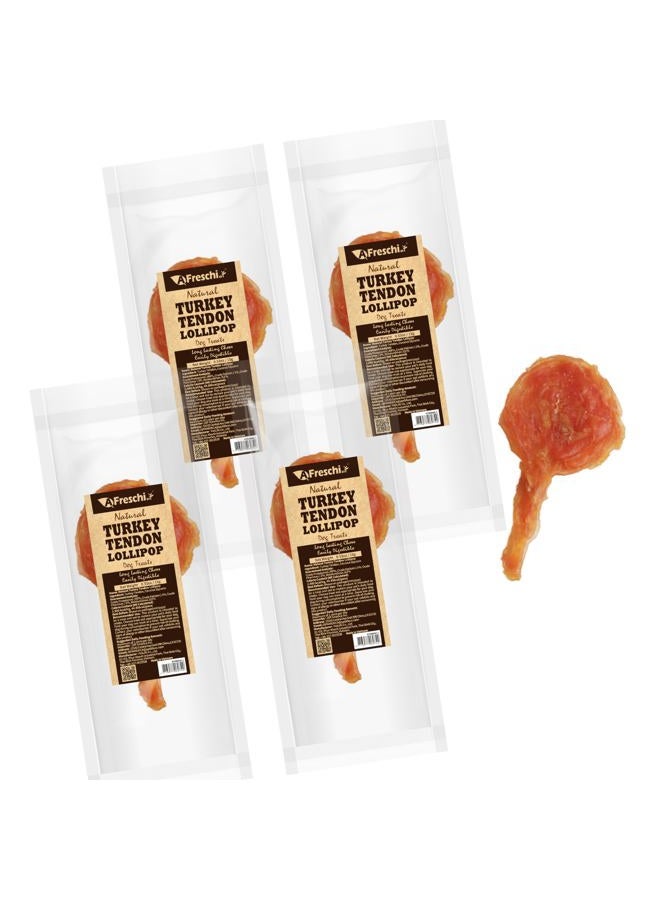 A Freschi srl Turkey Tendons for Dogs, Long-Lasting, Hypoallergenic Rawhide Alternative, Human Grade, Healthy Puppy Chews, Natural Dog Treats for Small Dogs, Lollipop (S), 4 Count Pack - Image 1