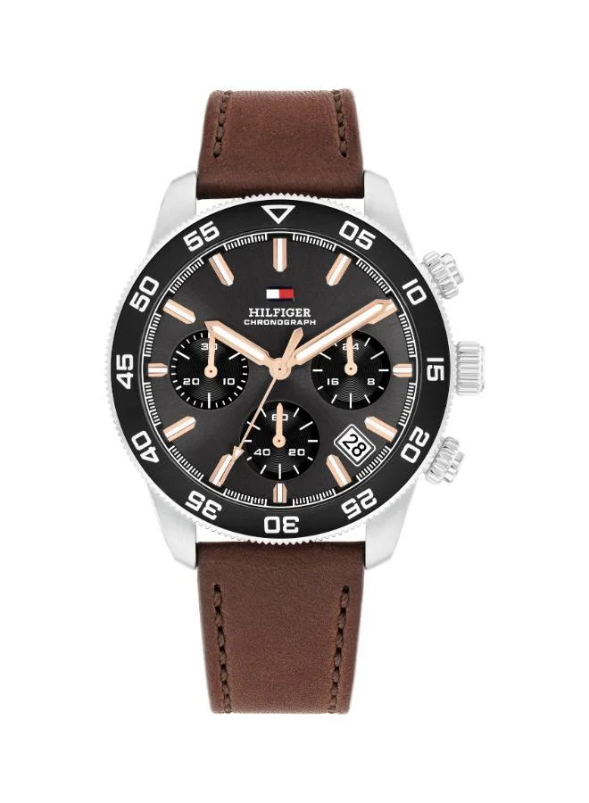 Tommy Hilfiger Chronograph Quartz Watch for Men with Brown Leather Strap - 1792213