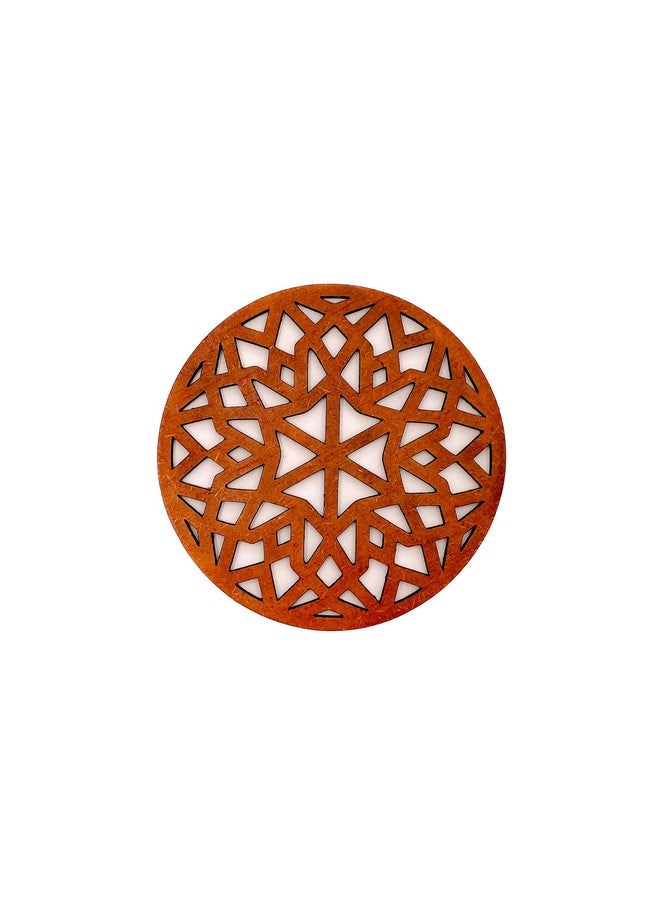 IndionArt Chaturdash 99mm Decorative Wooden Tea Coaster Set with Stand Hand-Painted Spill-Resistant Mandala Design (4, Honey Maple) - Image 5