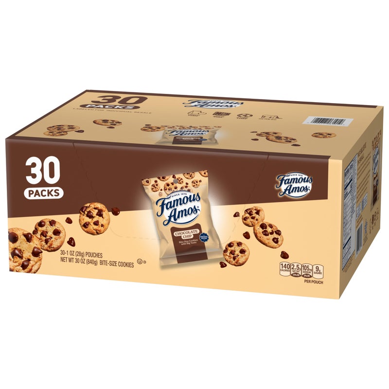 Famous Amos بسكويت الشوكولاتة برقائق الشوكولاتة من فاموس أموس، وصفة أصلية، عبوة 30 قطعة، 30 أونصة - Image 3