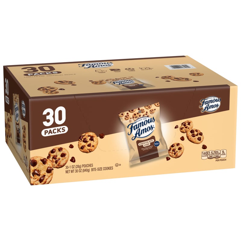 Famous Amos بسكويت الشوكولاتة برقائق الشوكولاتة من فاموس أموس، وصفة أصلية، عبوة 30 قطعة، 30 أونصة - Image 2