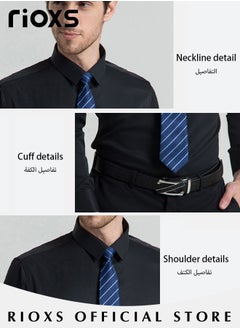 RIOXS Men's Solid Long Sleeve Formal Shirts Regular Fit Dress Shirt Business Casual Button Down Shirts  - Image 4