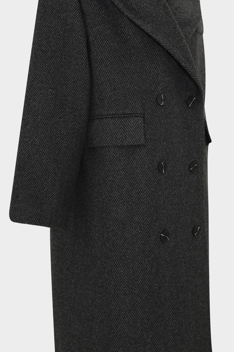 Açelya Okcu AÇELYAOKCU Premium Lapel Oversize Pocket Detailed Maxi Women's Wool Coat  - Image 2