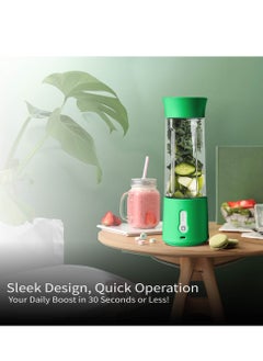 XVersion Portable Blender 500ML, Smoothie Blender, Portable Juicer Blender Smoothie Maker, Mini blender, High Speed 6-Blades for Office,Gym,Outdoor,Home,Travel,Baby Food Blender - Green  - Image 3
