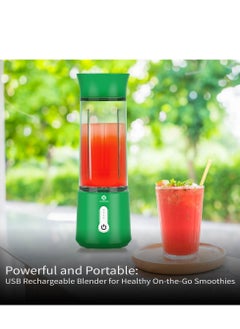 XVersion Portable Blender 500ML, Smoothie Blender, Portable Juicer Blender Smoothie Maker, Mini blender, High Speed 6-Blades for Office,Gym,Outdoor,Home,Travel,Baby Food Blender - Green  - Image 2