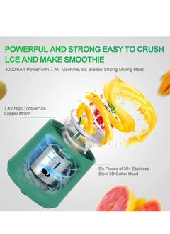 XVersion Portable Blender 500ML, Smoothie Blender, Portable Juicer Blender Smoothie Maker, Mini blender, High Speed 6-Blades for Office,Gym,Outdoor,Home,Travel,Baby Food Blender - Green  - Image 4