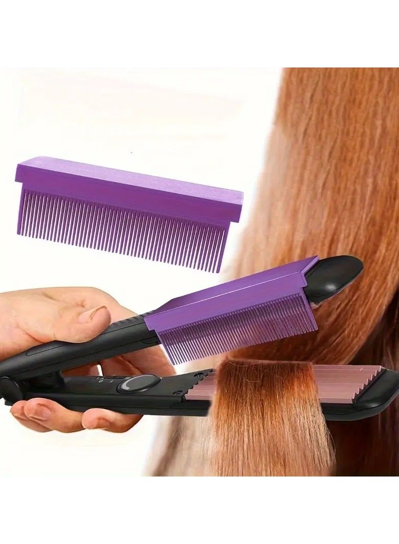 LANGMANNI 2 PC Heat-Resistant Hair Straightening Comb Attachment, Carbon Fiber Flat Iron Aid, Self-Adhesive ABS Plastic Styling Comb for Smooth Hair, Curl Defining Tool for Men & Women  - Image 3