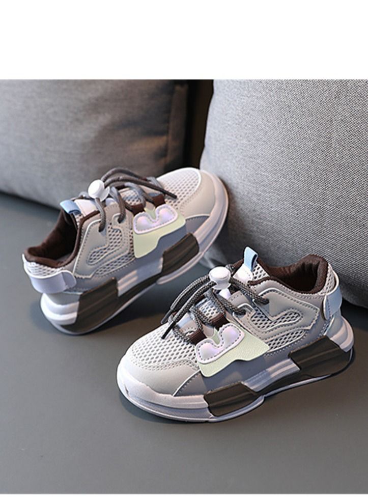 Loquat Children Breathable Soft Bottom Clasp Sneakers Grey - Image 2