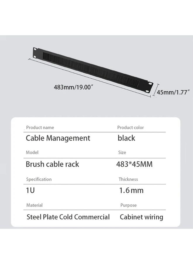 1U Brush Panel 2pcs 19 Inch Rack Mount Cable Management Spacer for Network Server Rack Cabinet High Density Filler Increased Airflow - Image 3