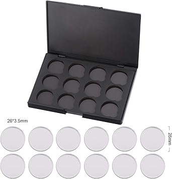 Allwon لوحة مكياج فارغة مغناطيسية من Allwon مع 12 قطعة من الأواني المعدنية الدائرية 26 مم - Image 2
